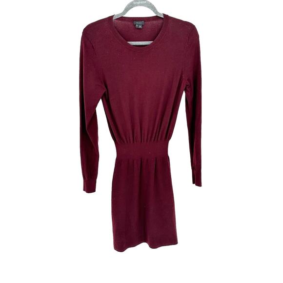 Theory Wool Sweater Dress Long Sleeve Knee Length Plum Purple Stretch Winter S - Picture 1 of 10
